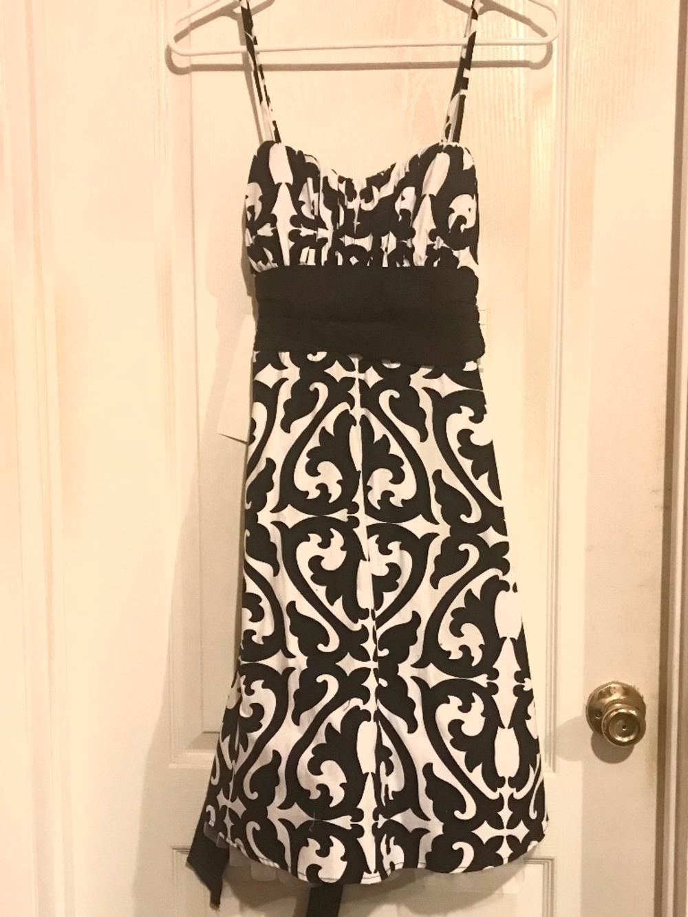 NWT Vintage y2k B.Darlin black and white damask  empire waist dress size 5-6